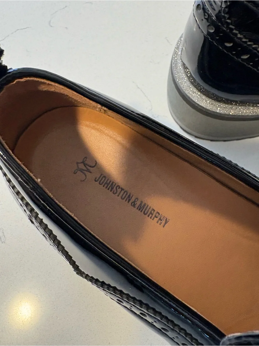 Black Patent Leather Platform Johnston & Murphy Loafers